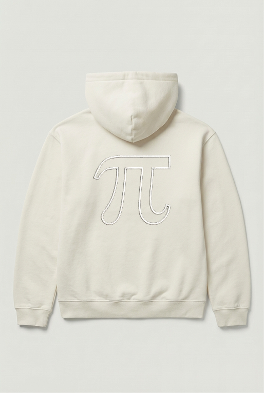 Figma design of hoodie back with embroidered Pi symbol